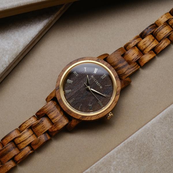 HOLZKERN | Erde Elemente Damen Holzarmbanduhr 32mm
